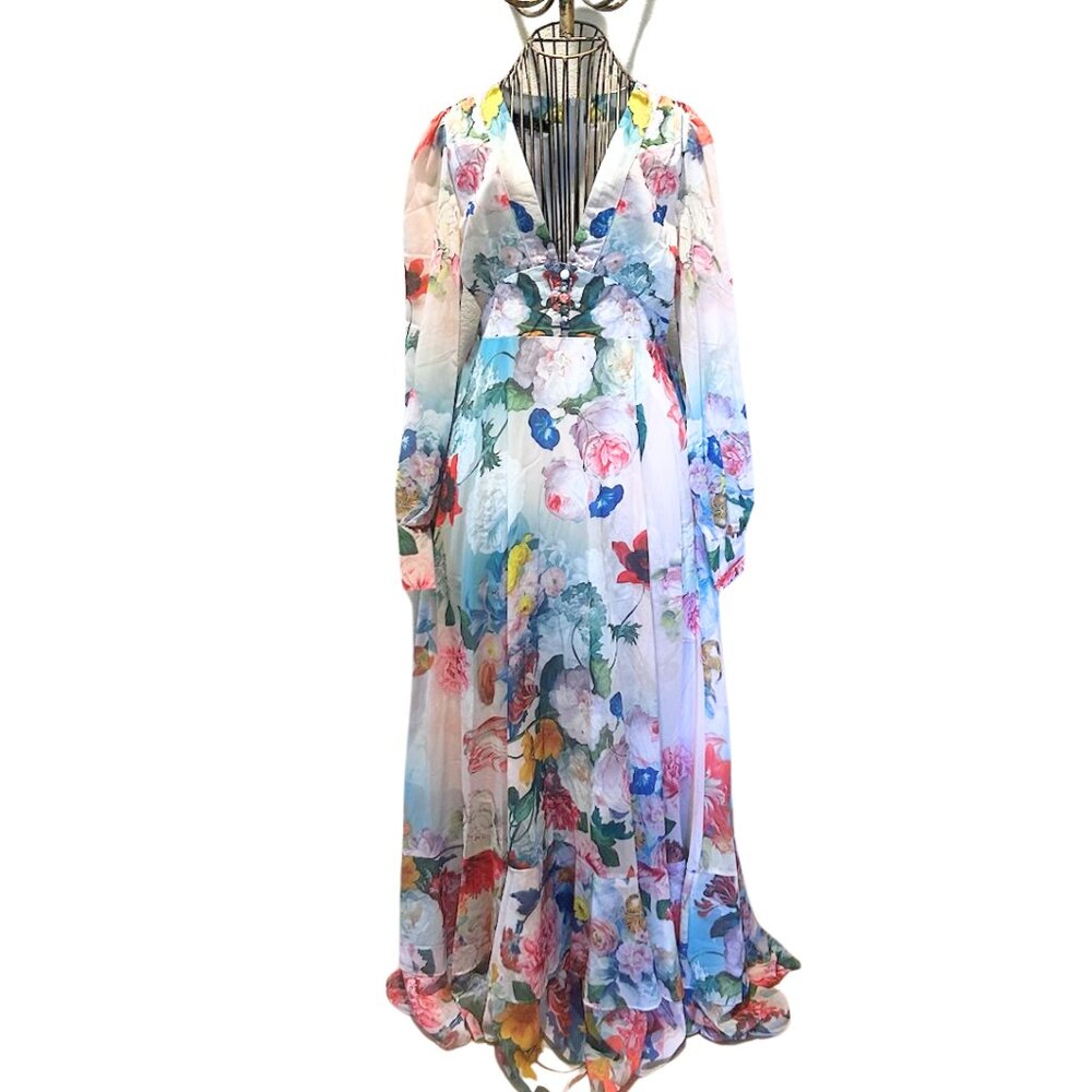NWT Dalia MacPhee Floral Garden French Country Style Feminine Maxi Dress - Picture 7 of 16